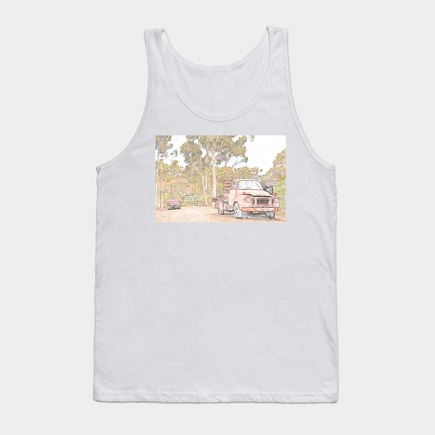 Digitised Pencil of an Australian Heritage Town Tank Top by jwwallace